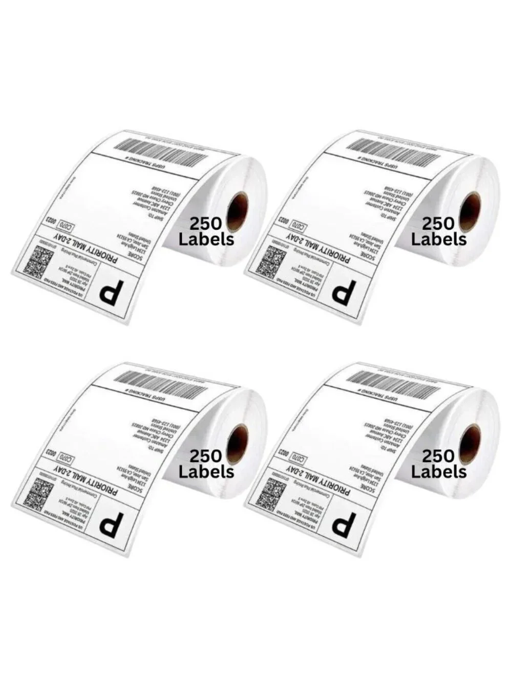 4 Rolls 4x6 Direct Thermal Shipping Labels - 250 per roll - 1000 labels Zebra